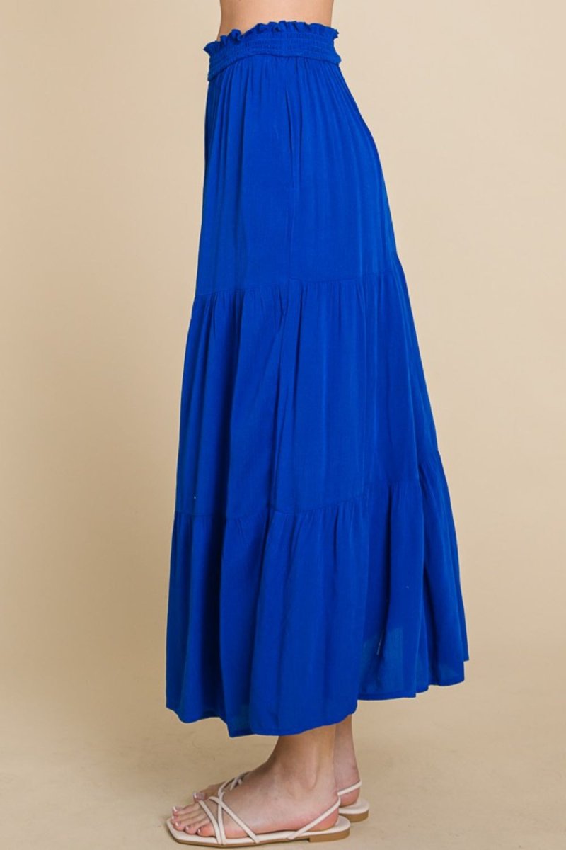 Culture Code Full Size Frill Ruched Midi Skirt - Bottoms