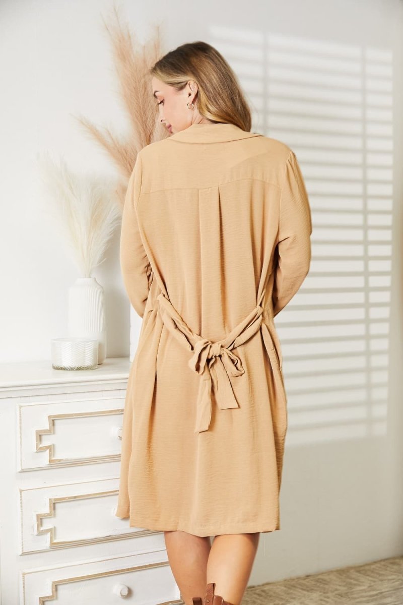 Culture Code Full Size Tied Trench Coat with Pockets - Outerwear