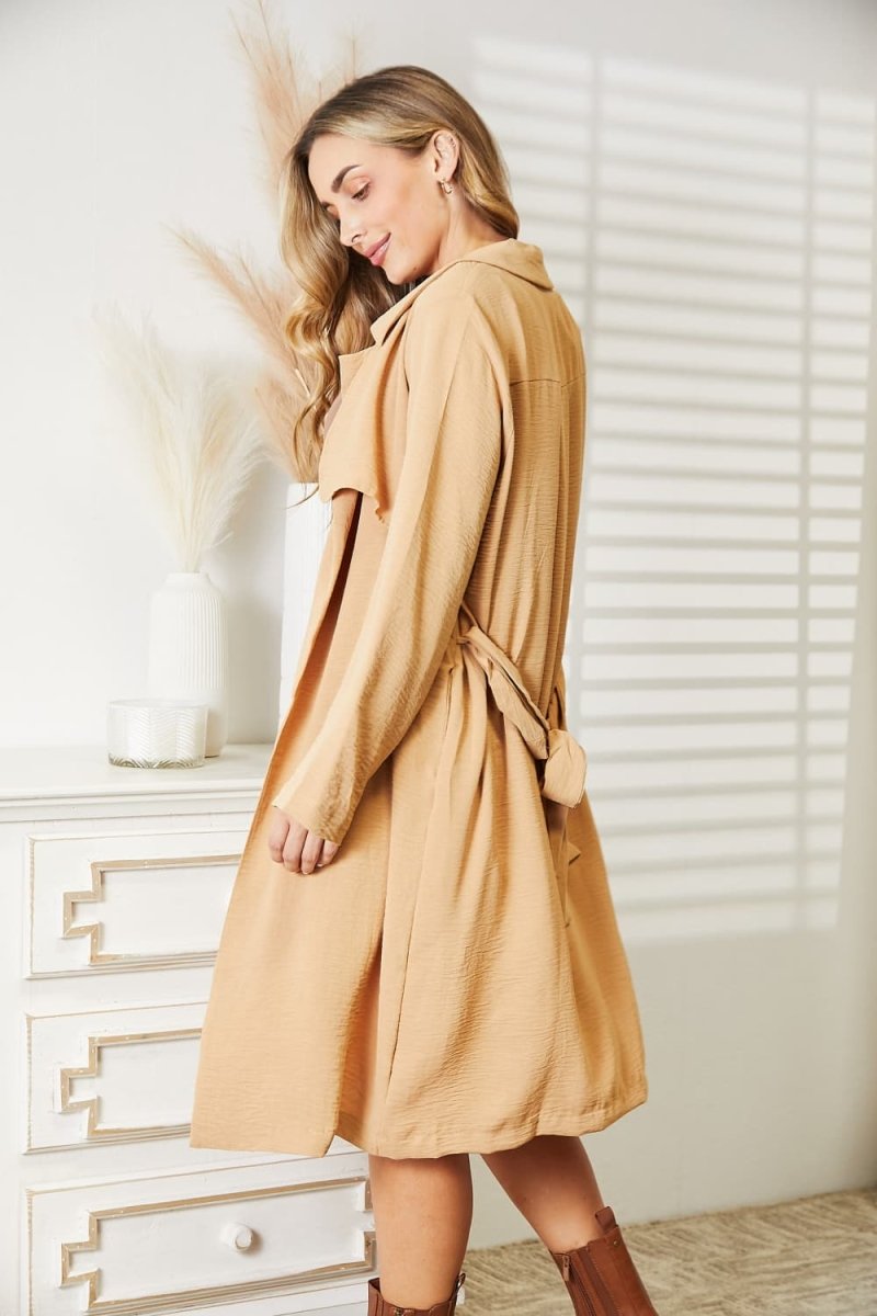 Culture Code Full Size Tied Trench Coat with Pockets - Outerwear