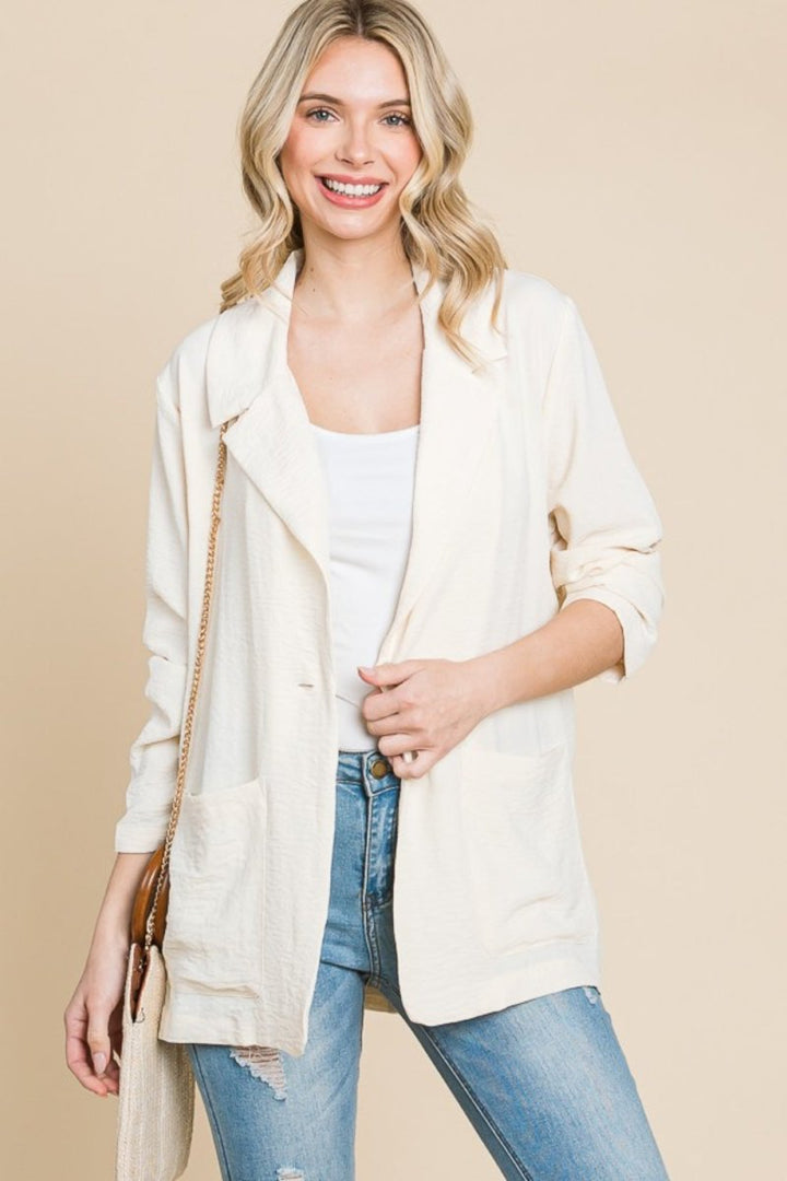 Culture Code One Button Long Sleeve Blazer with Pockets - Blazer Suit