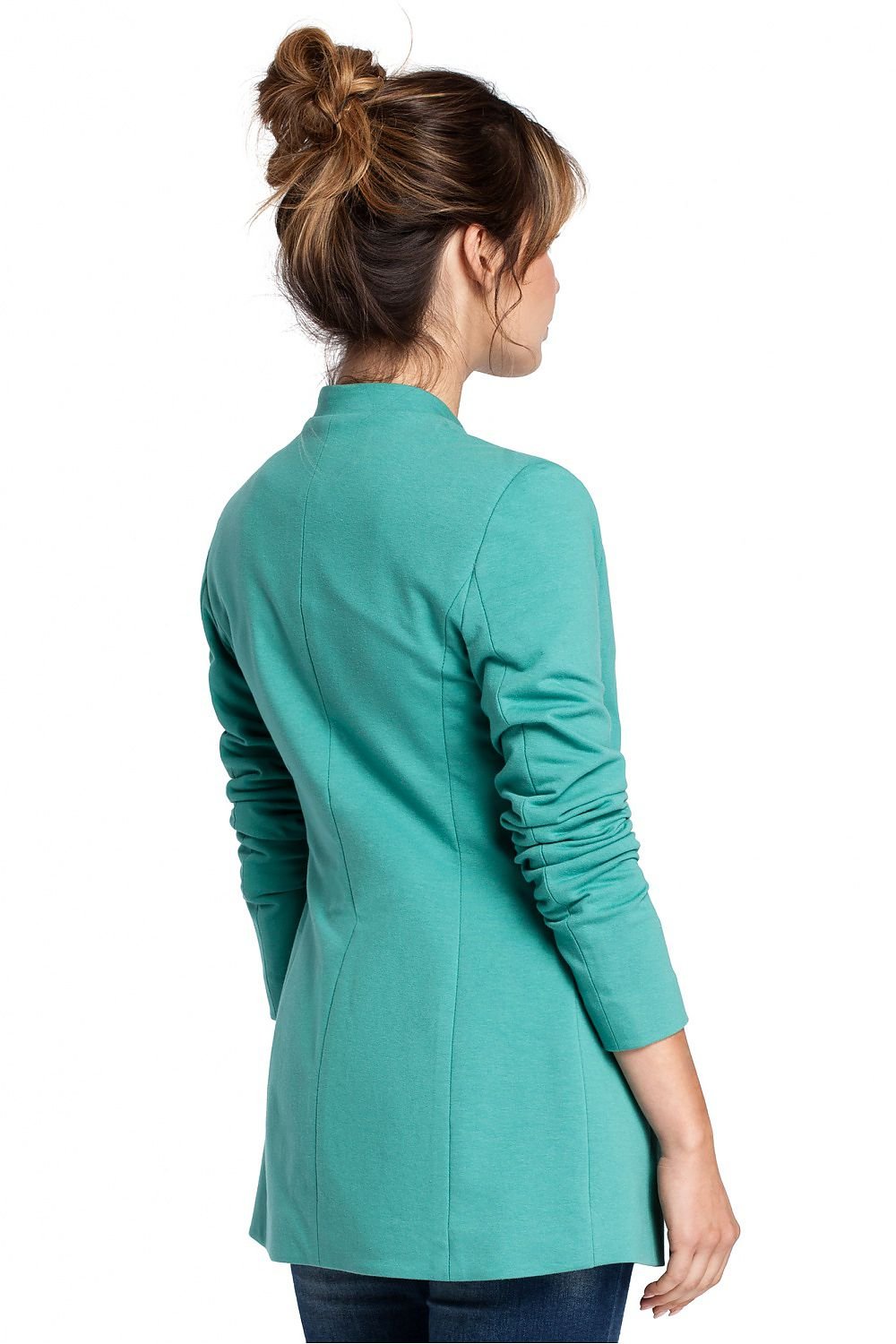 Elegant Knit Jacket with Lined Collar & Hidden Pocket Flaps – Versatile Style