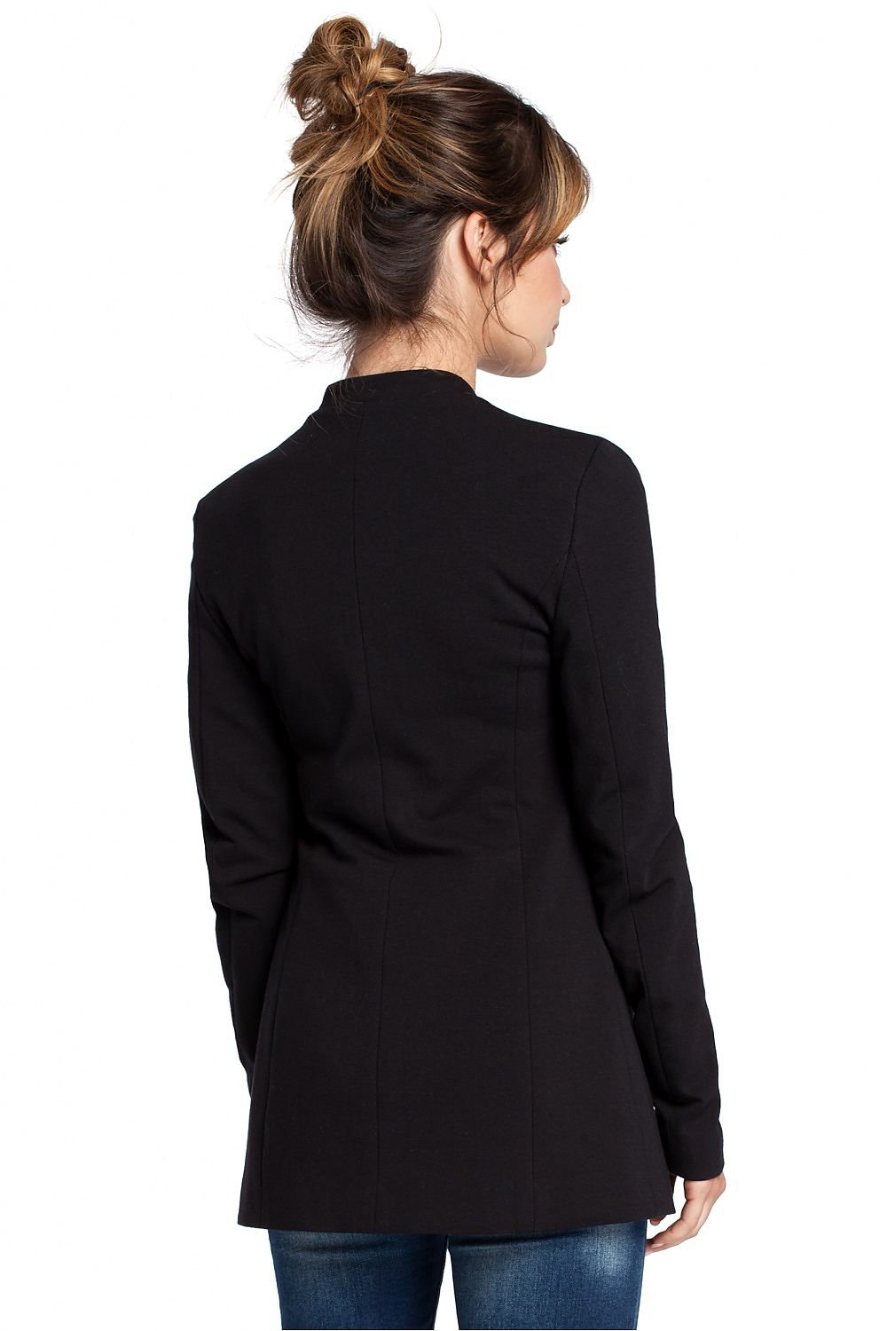 Elegant Knit Jacket with Lined Collar & Hidden Pocket Flaps – Versatile Style