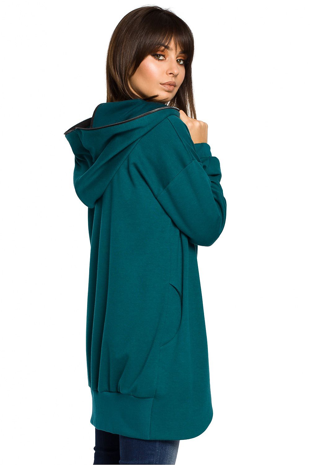 Stylish Oversized Zip-Up Sweatshirt with Hood & Drawstring Hem – Ultimate Comfort