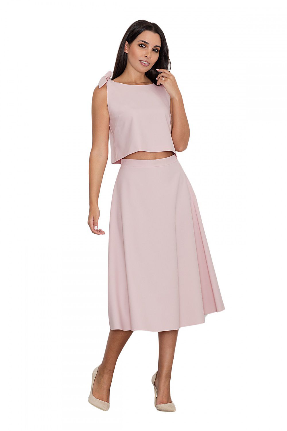 Stylish Skirt Set with Loose Top and Decorative Bows – Modern & Comfortable