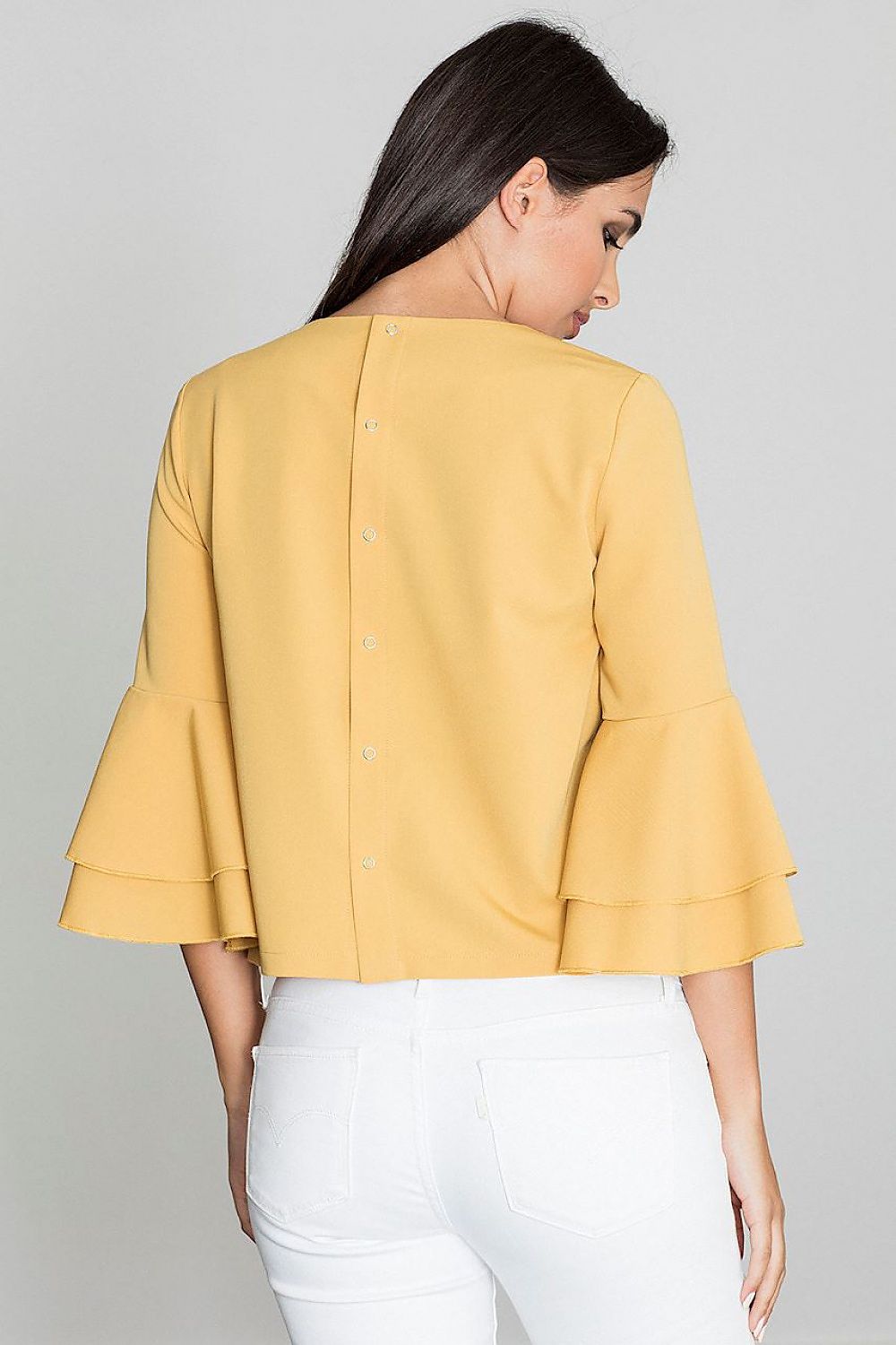 Delicate Blouse with Back Buttons & Frilled Sleeves – Chic & Flirty Style