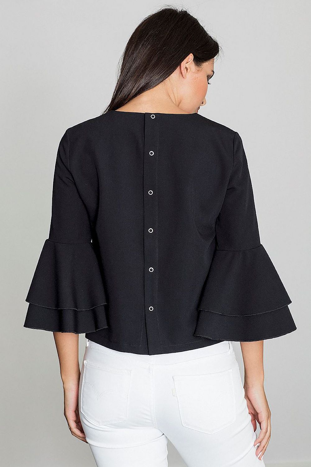 Delicate Blouse with Back Buttons & Frilled Sleeves – Chic & Flirty Style