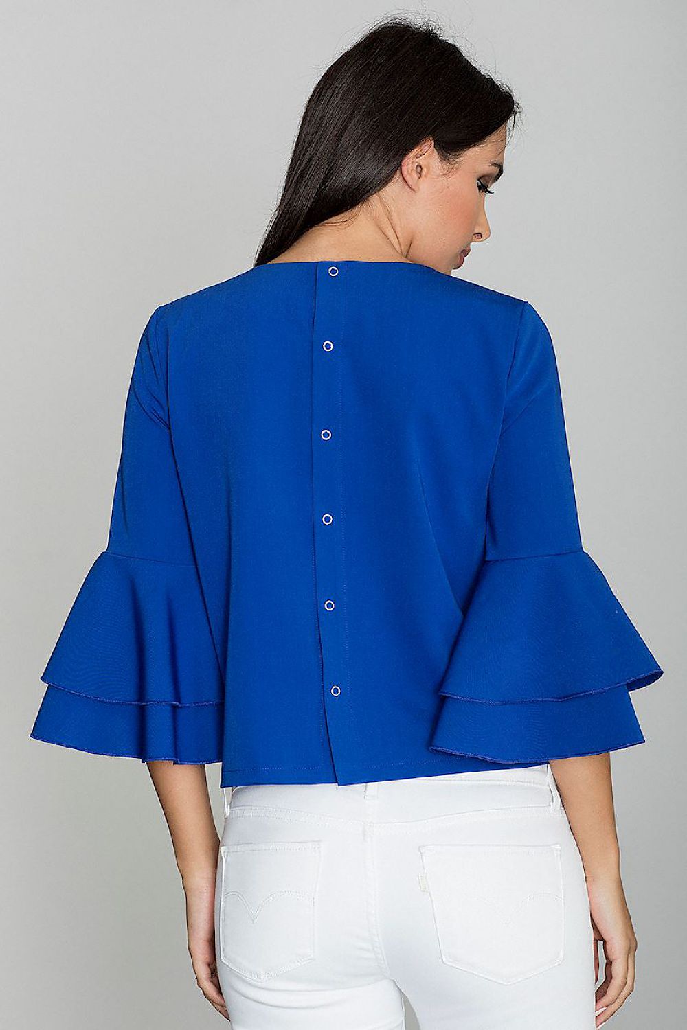 Delicate Blouse with Back Buttons & Frilled Sleeves – Chic & Flirty Style