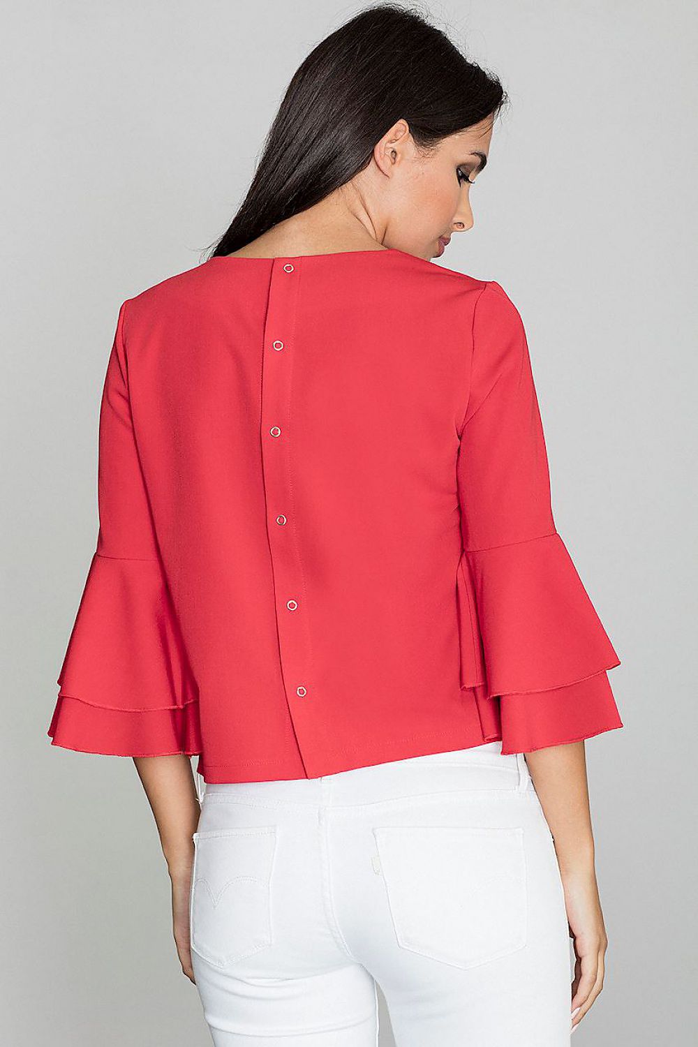 Delicate Blouse with Back Buttons & Frilled Sleeves – Chic & Flirty Style