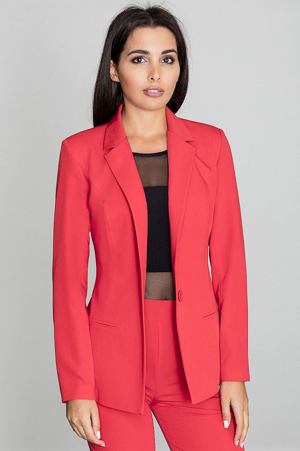 Long Loose-Fit Button-Up Jacket with Imitation Pockets – Versatile & Stylish