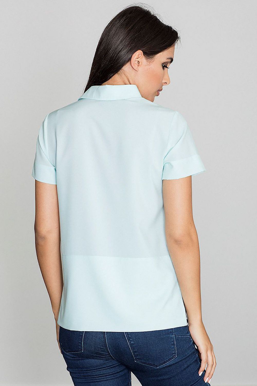 Classic Solid-Coloured Button-Down Blouse with Collar – Perfect for Skirts & Trousers