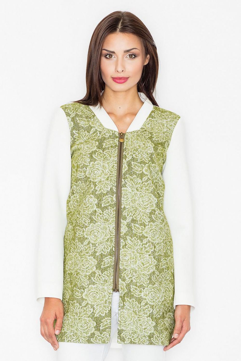 Casual-Sporty Women's Coat with Floral Motif & Stand-Up Collar – Urban Style Essential