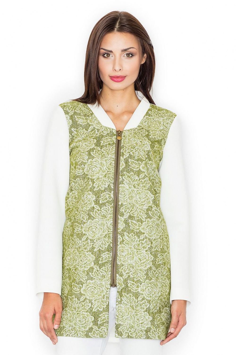 Casual-Sporty Women's Coat with Floral Motif & Stand-Up Collar – Urban Style Essential