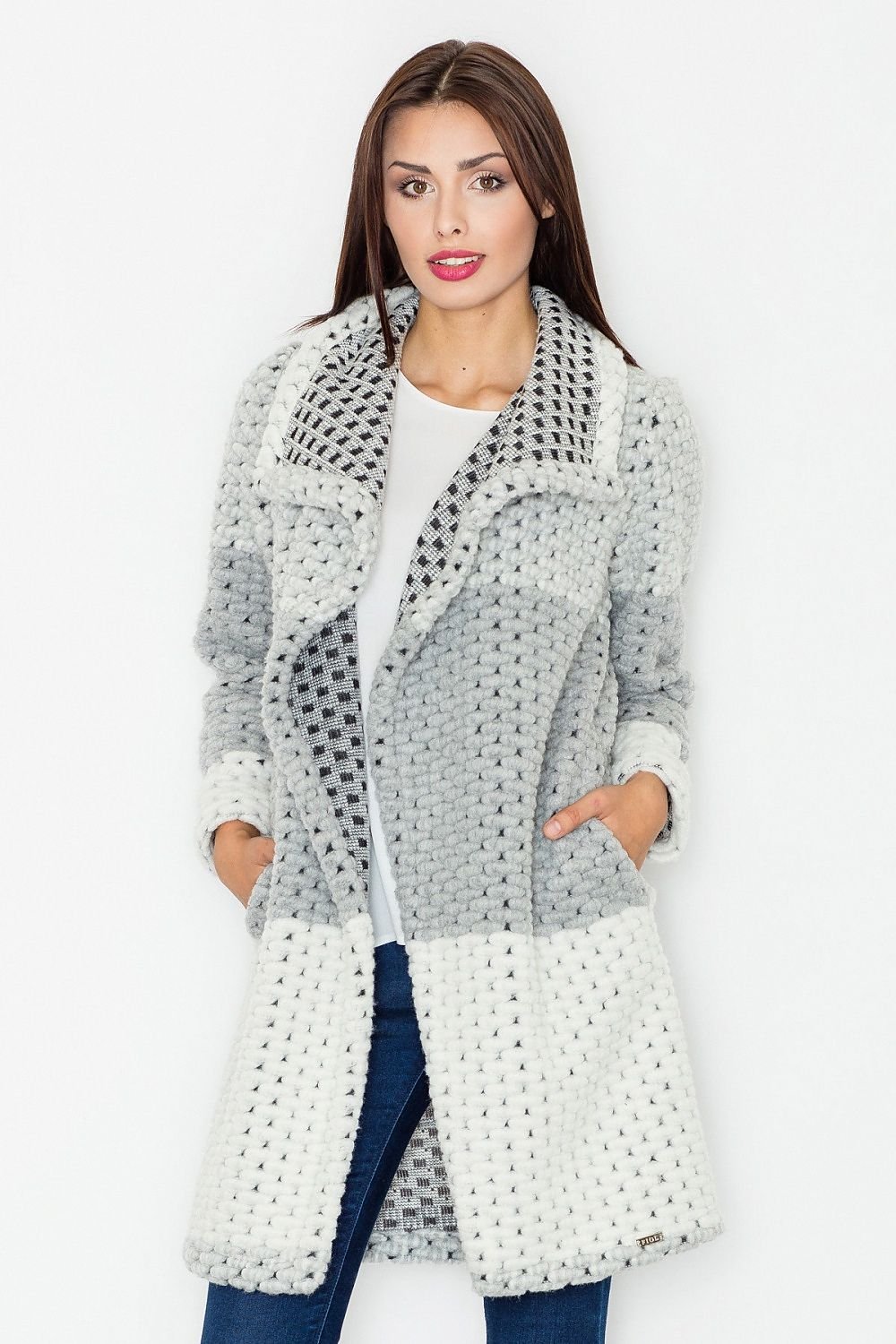 Fashionable Color-Blocked Coat with Loose Fit & Wool Blend – Warm & Comfortable