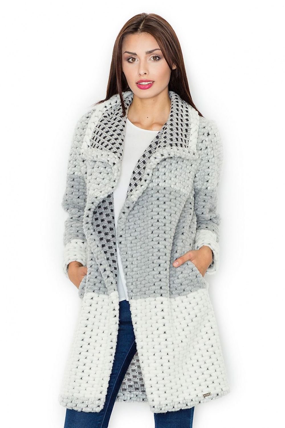 Fashionable Color-Blocked Coat with Loose Fit & Wool Blend – Warm & Comfortable