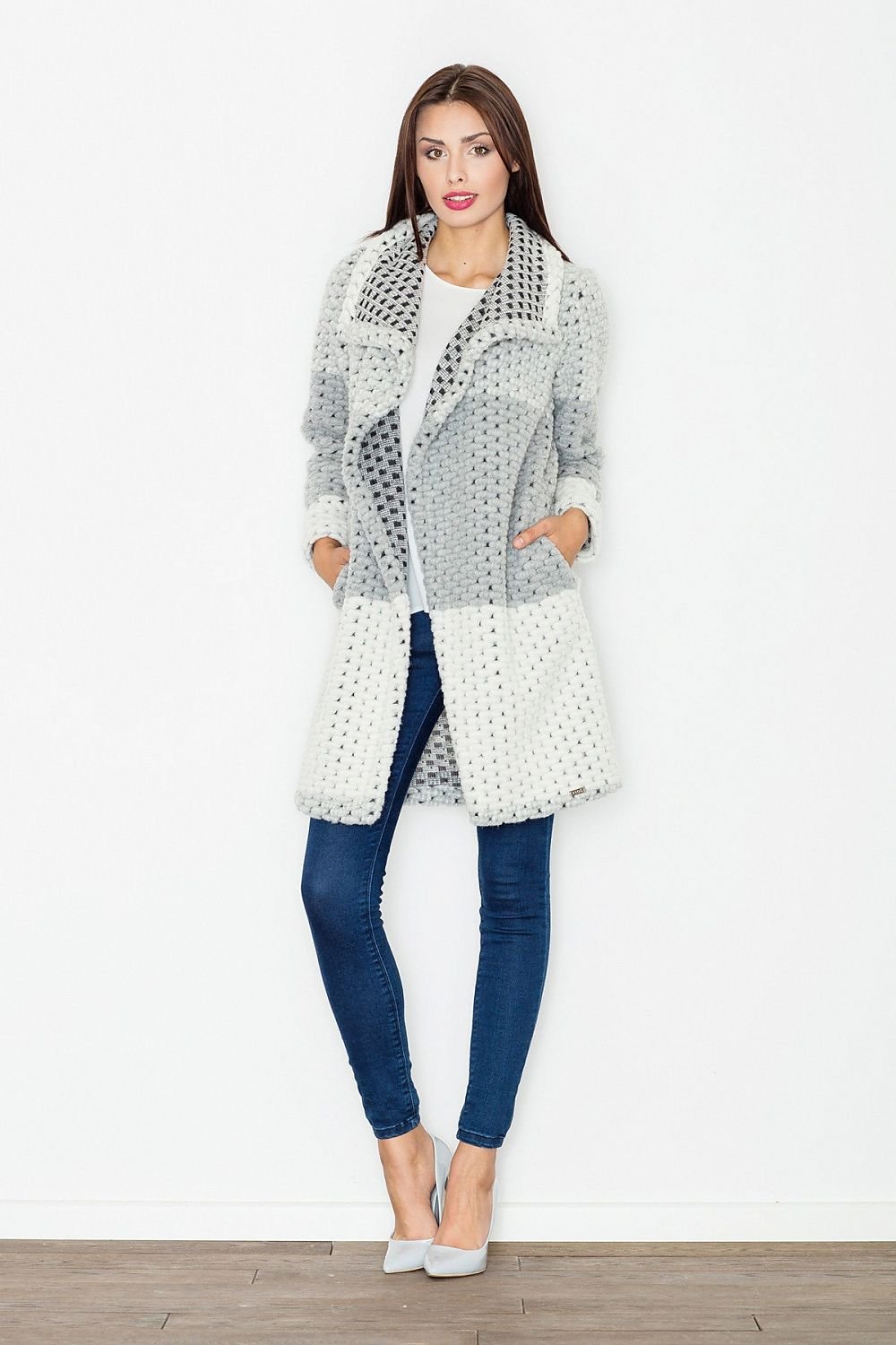 Fashionable Color-Blocked Coat with Loose Fit & Wool Blend – Warm & Comfortable