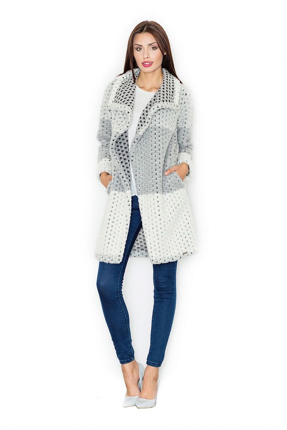 Fashionable Color-Blocked Coat with Loose Fit & Wool Blend – Warm & Comfortable