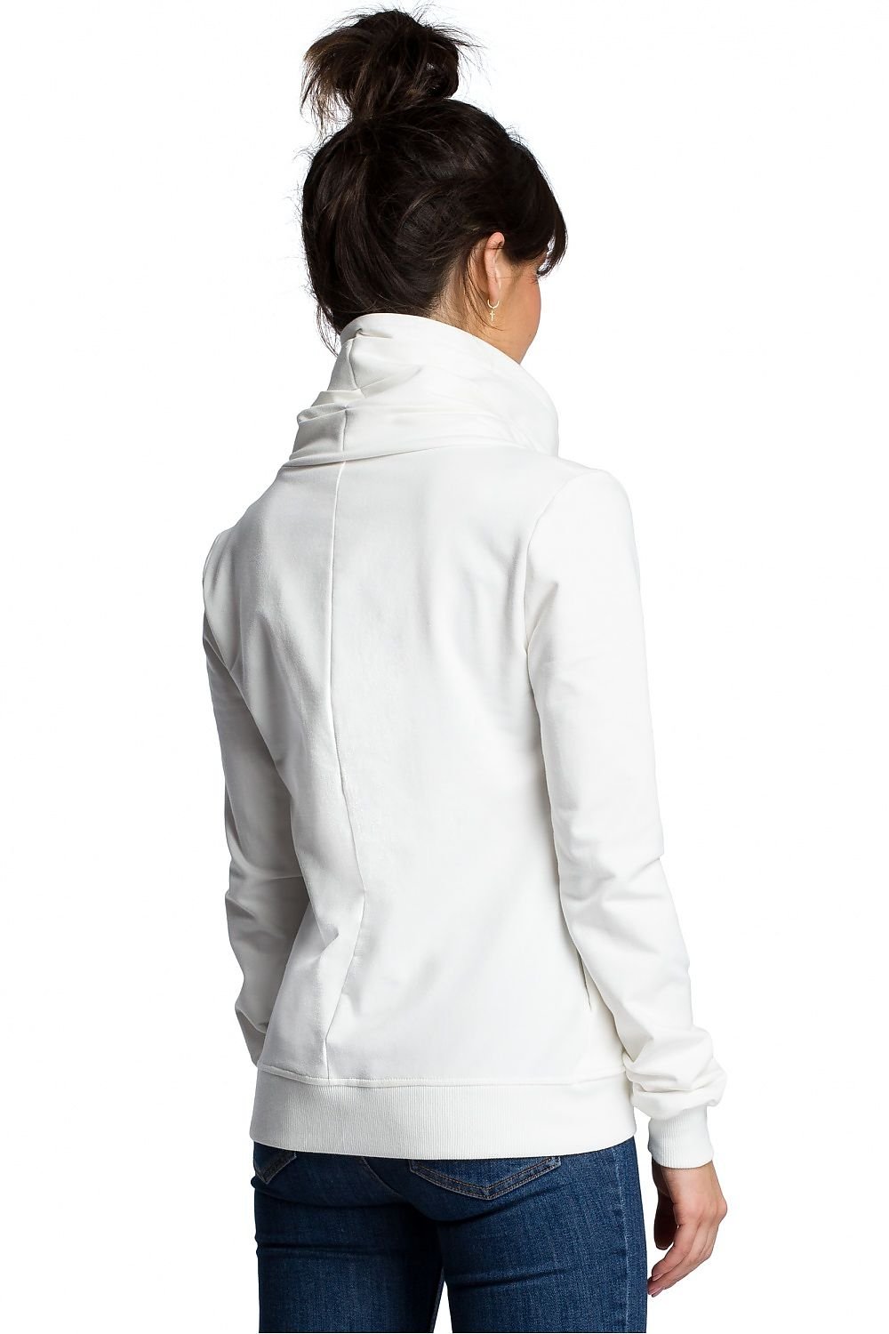 Everyday Sporty Sweatshirt with High Collar & Diagonal Zipper – Cozy & Versatile