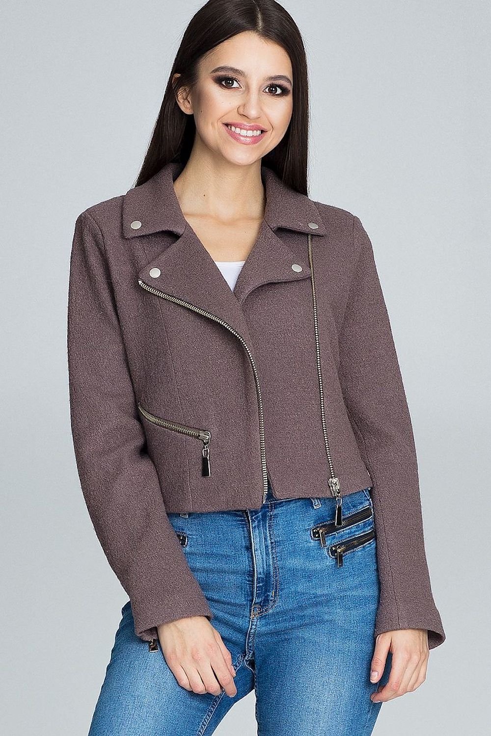 Stylish Ramoneska Jacket with Zipper and Decorative Sleeve Zips – Seasonal Bestseller