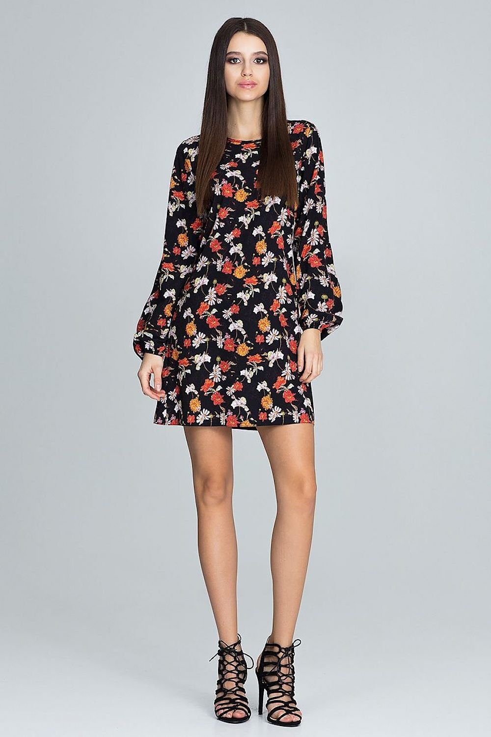 Floral Pattern Dress with Long Creased Sleeves – Light, Airy & Feminine