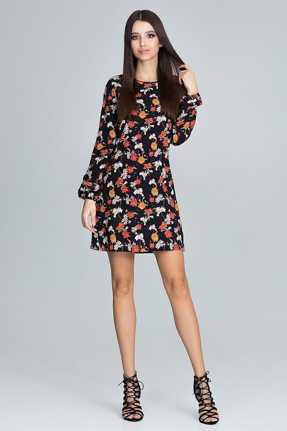 Floral Pattern Dress with Long Creased Sleeves – Light, Airy & Feminine