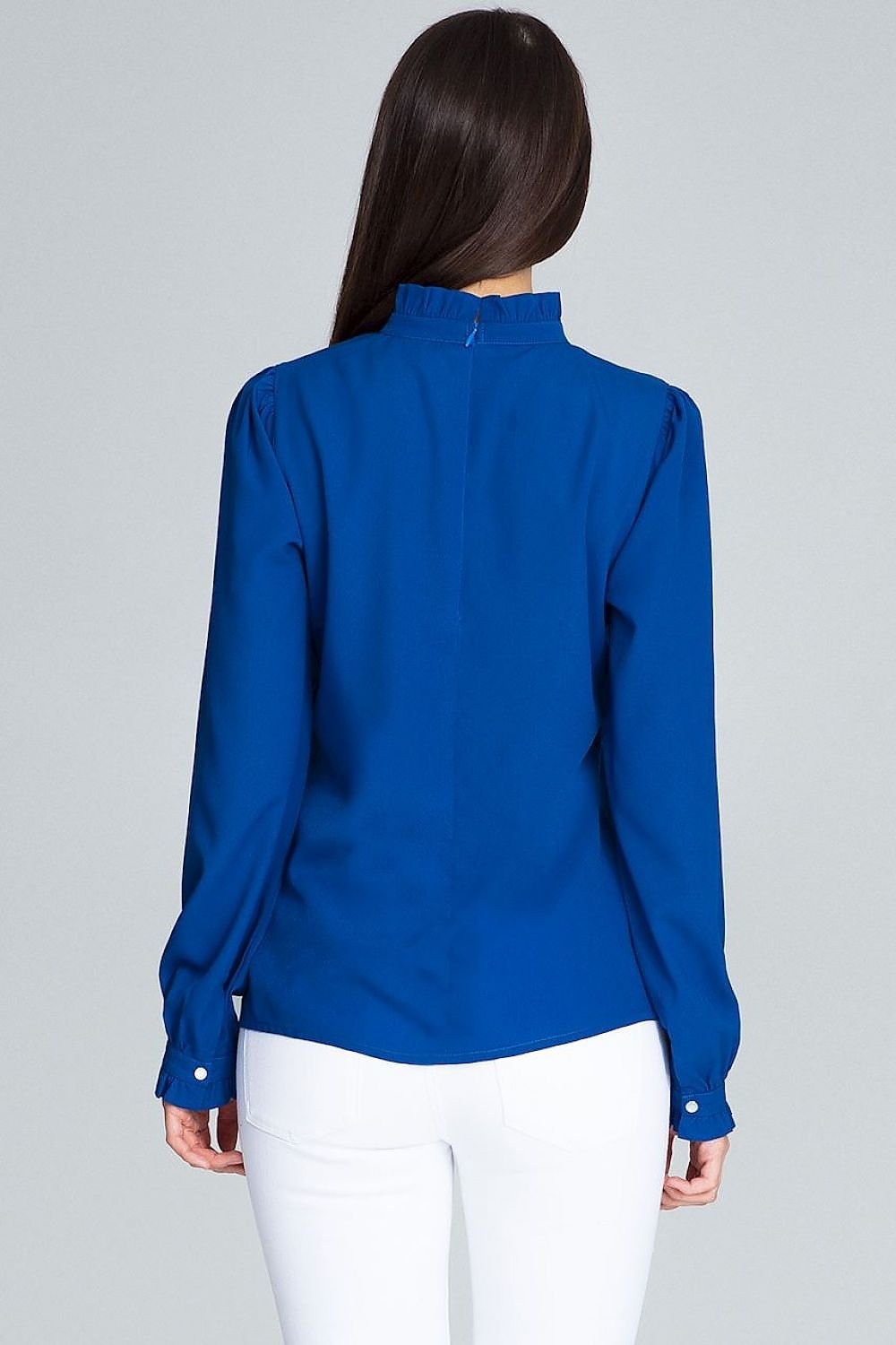 Elegant Blouse with Pleated Long Sleeves & Frill – A Modern Classic