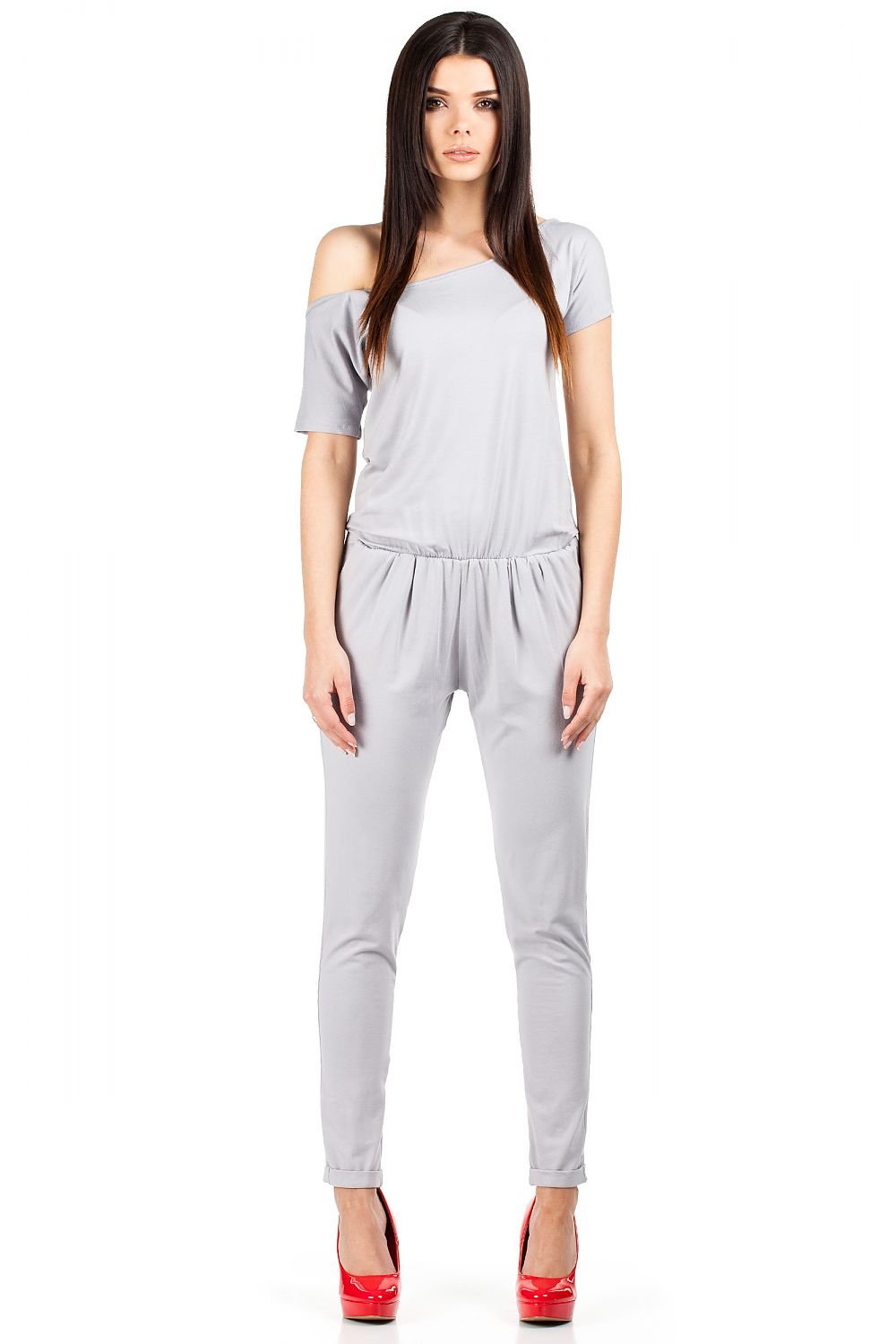 Chic Elastic Overalls – Short Sleeves, Tapered Legs, and Comfortable Waistband