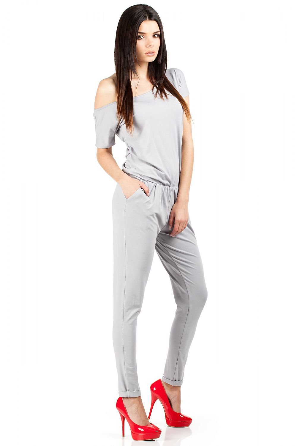 Chic Elastic Overalls – Short Sleeves, Tapered Legs, and Comfortable Waistband