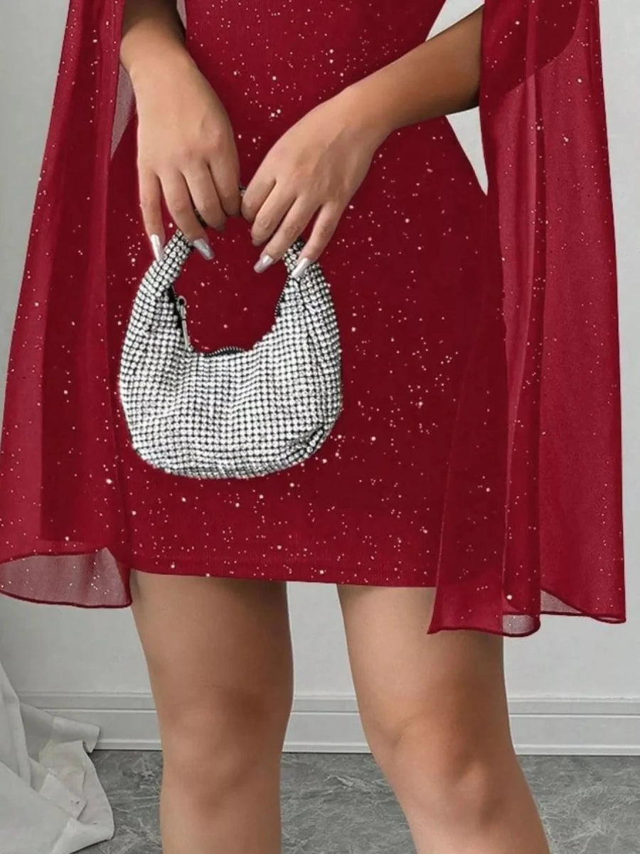 Cutout Bodycon Mini Dress with Cape Sleeves - 