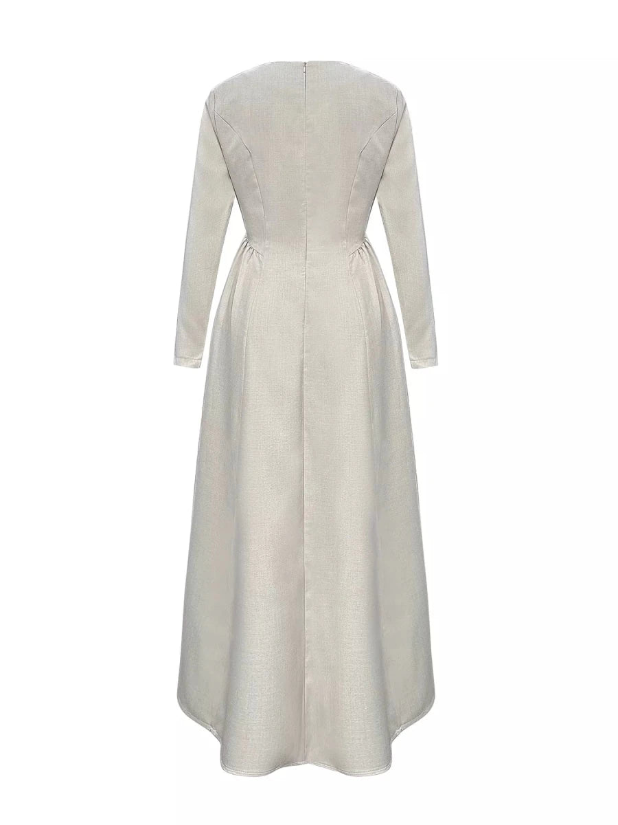 Cutout Long Sleeve A - Line Dress - 