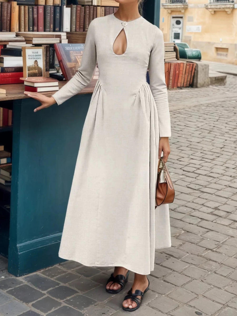 Cutout Long Sleeve A - Line Dress - 