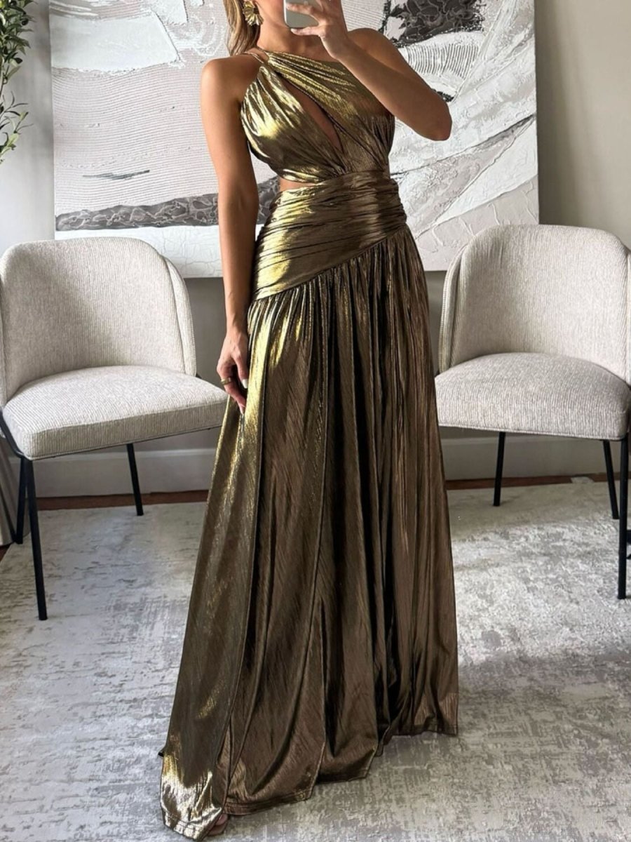 Cutout Single Shoulder Maxi Dress - 