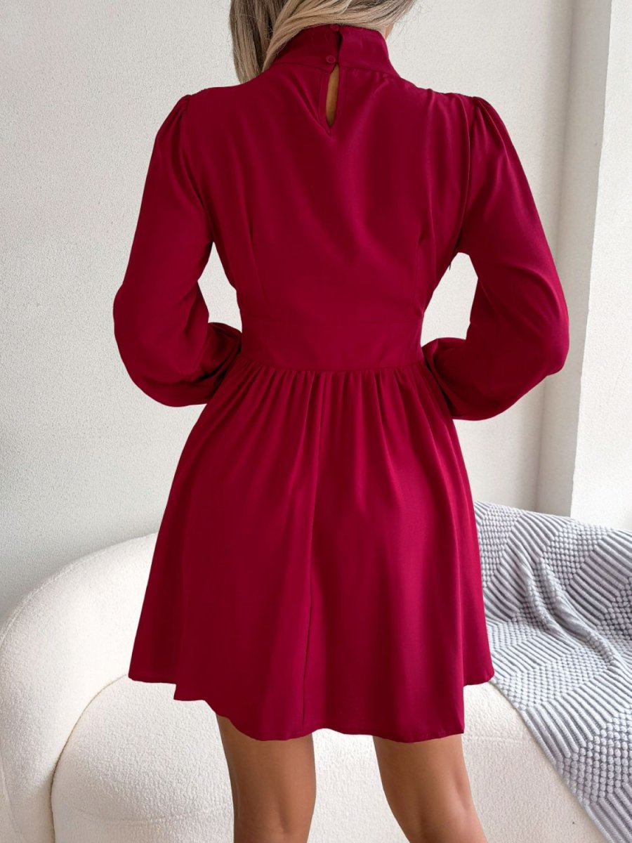 Cutout Turtleneck A - Line Mini Dress - Cocktail Dress