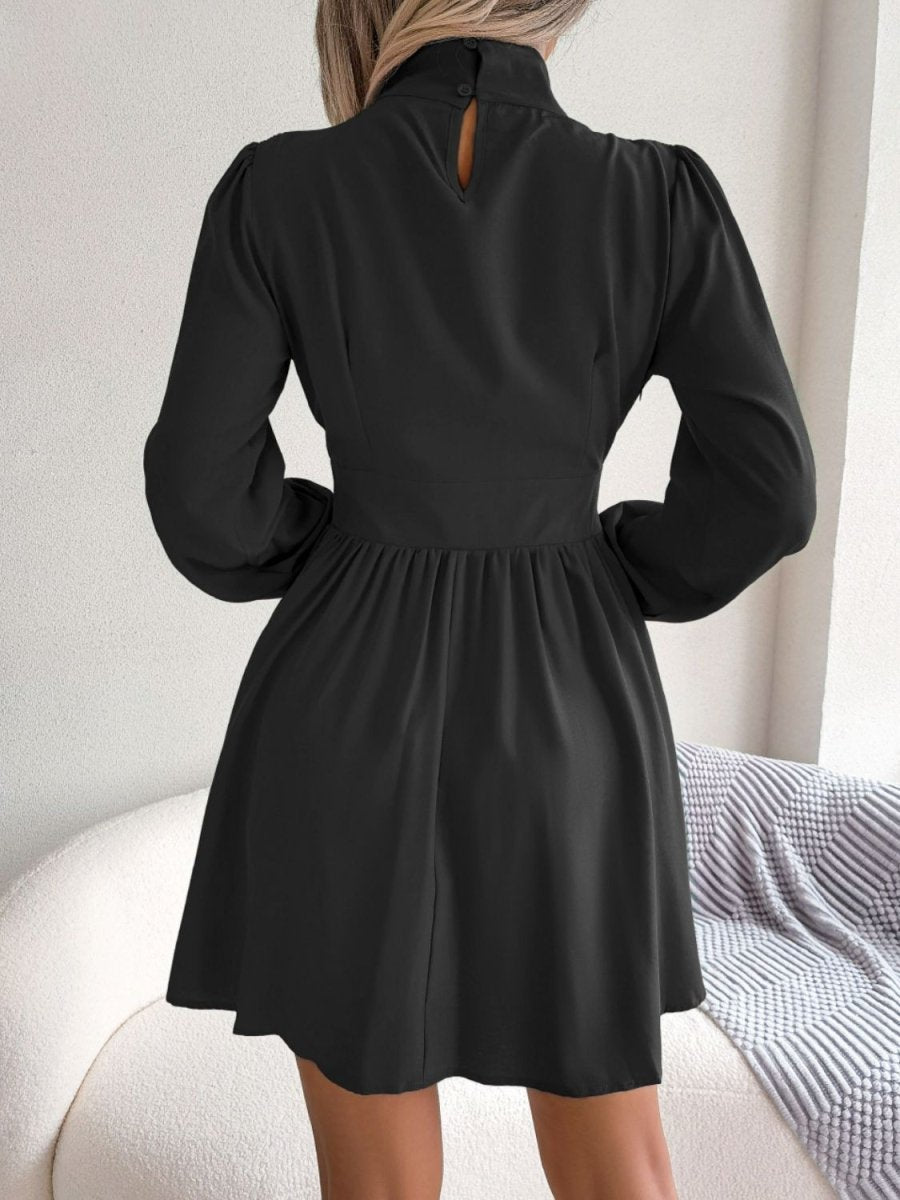 Cutout Turtleneck A - Line Mini Dress - Cocktail Dress