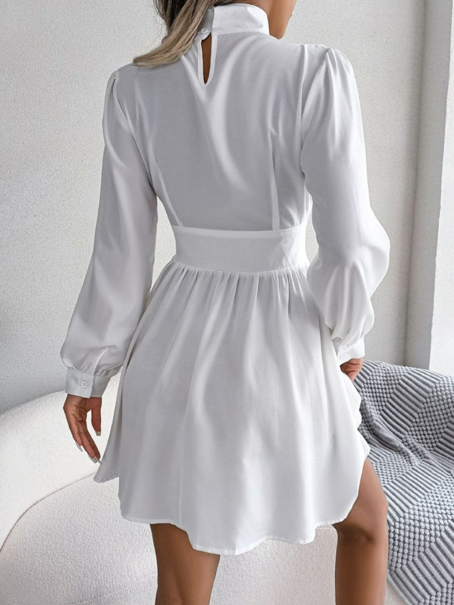 Cutout Turtleneck A - Line Mini Dress - Cocktail Dress