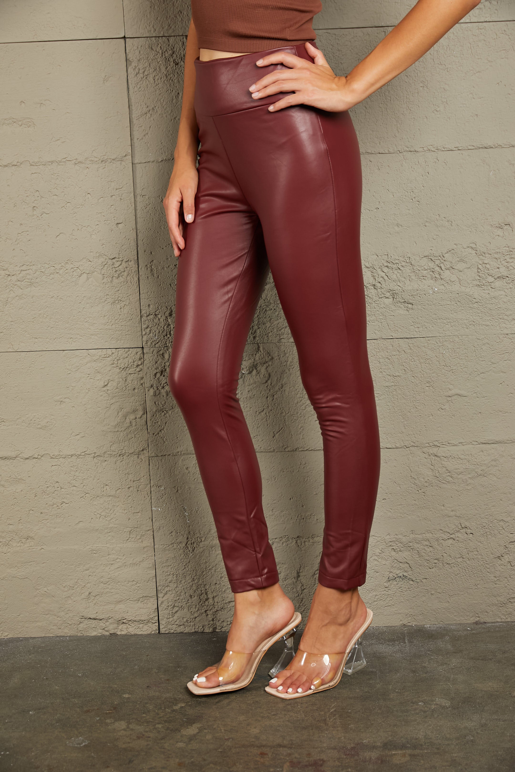 Ivy Lane PU High Waist Straight Pants