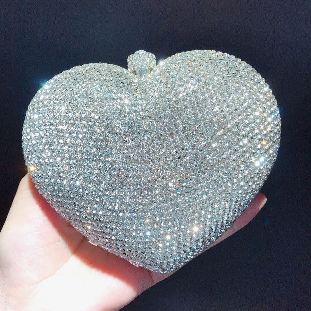 Hand Holding Heart-shaped Diamond Dinner Bag