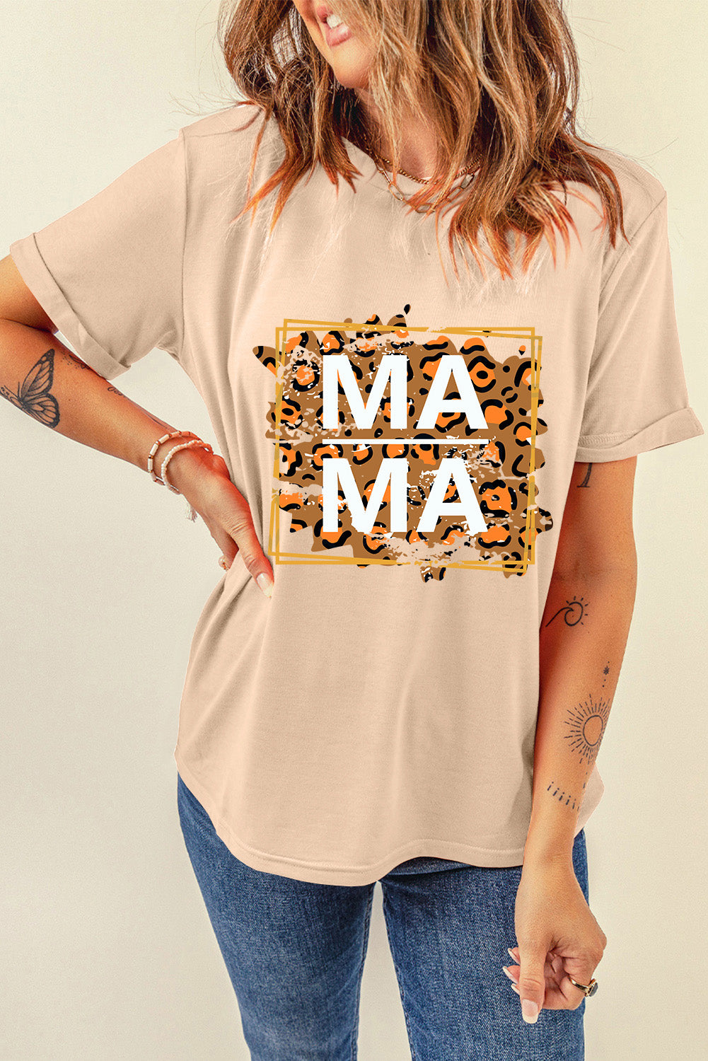 MAMA Round Neck Short Sleeve T-Shirt