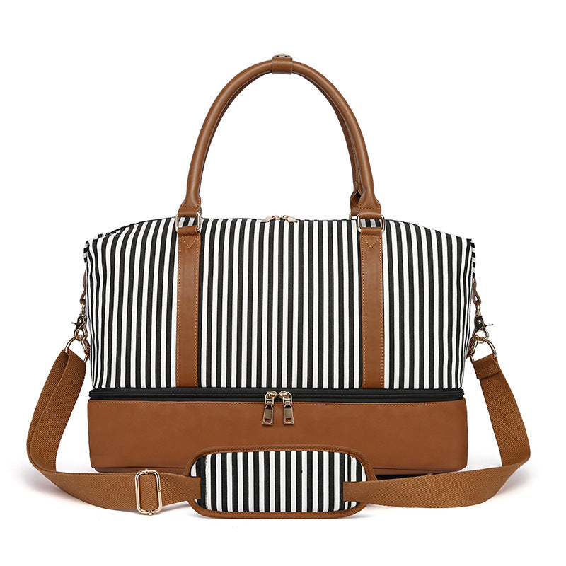 Women's Hand-carrying Travel Bag Striped Canvas