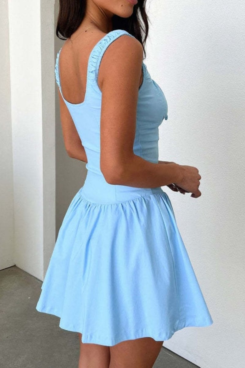 Decorative Button Square Neck Cami Dress - Day Dress