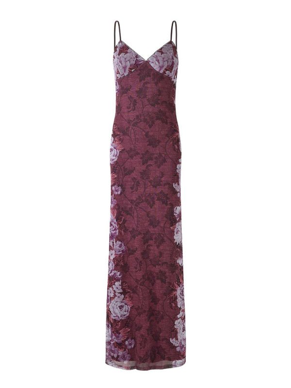 Designed vacation casual slim positioning printed suspender dress - Party Dress