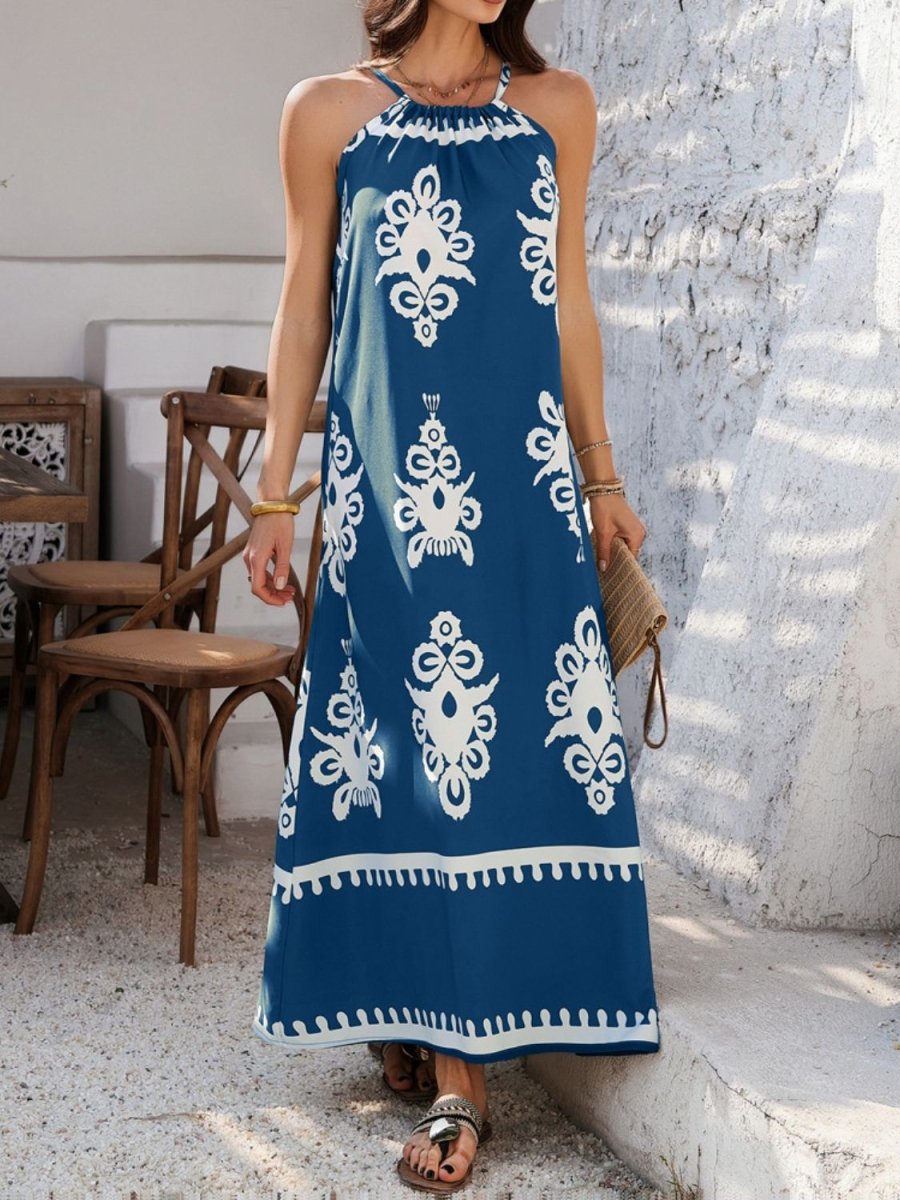 Devine Grecian Neck Printed Maxi Dress - New Arrivals
