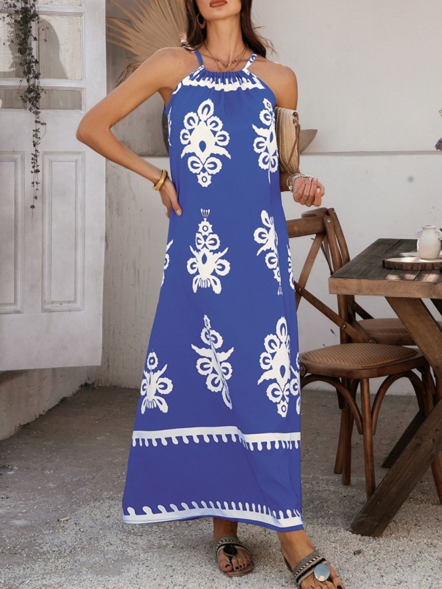 Devine Grecian Neck Printed Maxi Dress - New Arrivals