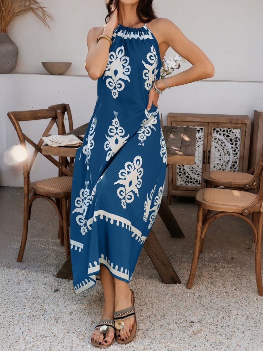 Devine Grecian Neck Printed Maxi Dress - New Arrivals