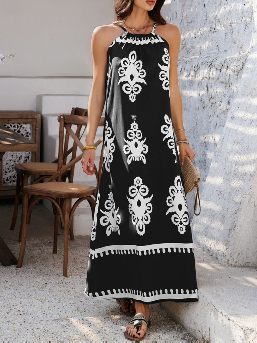 Devine Grecian Neck Printed Maxi Dress - New Arrivals