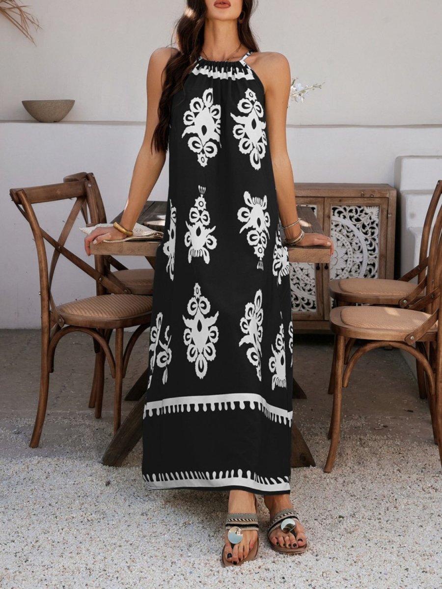 Devine Grecian Neck Printed Maxi Dress - New Arrivals