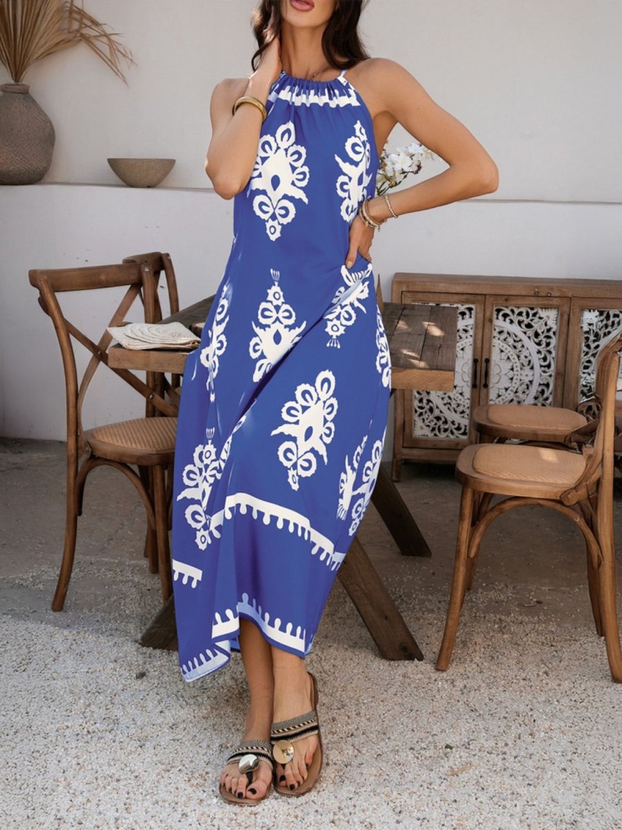 Devine Grecian Neck Printed Maxi Dress - New Arrivals