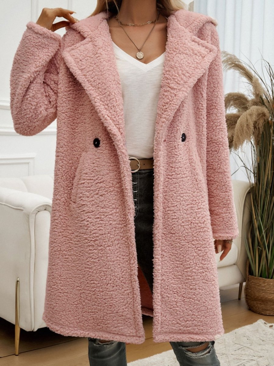 Devine Pocketed Long Sleeve Hooded Teddy Coat - Outerwear