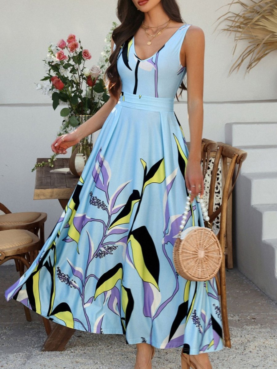 Devine Printed Sleeveless Maxi Dress - New Arrivals