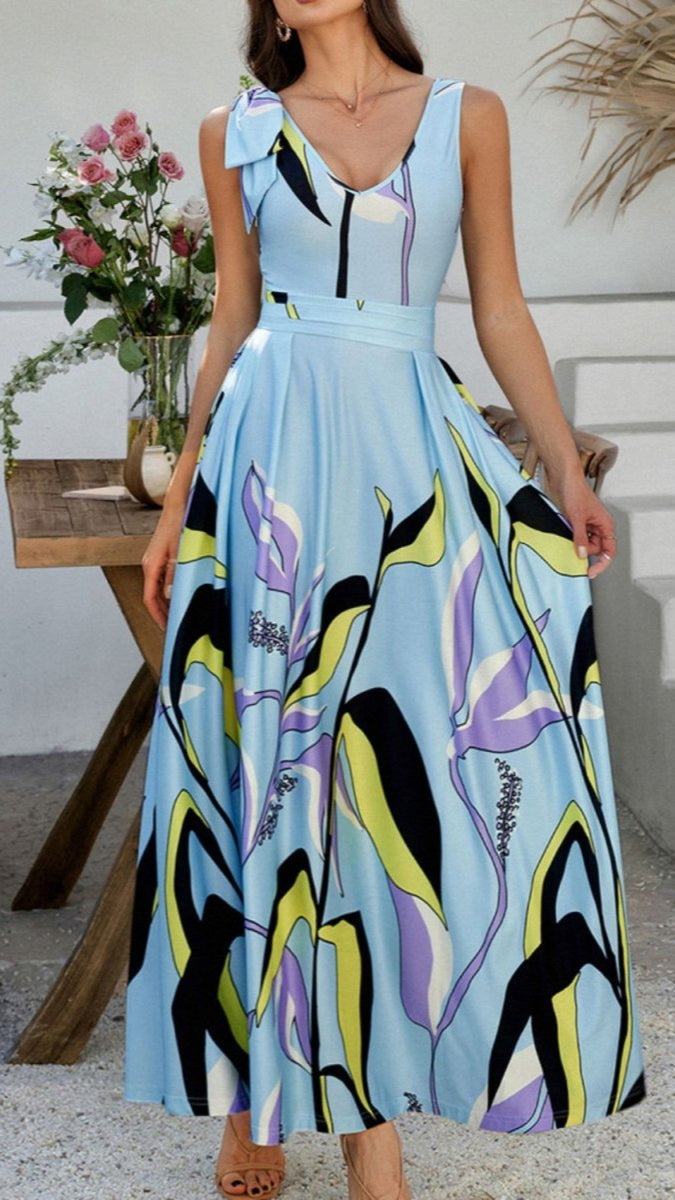 Devine Printed Sleeveless Maxi Dress - New Arrivals