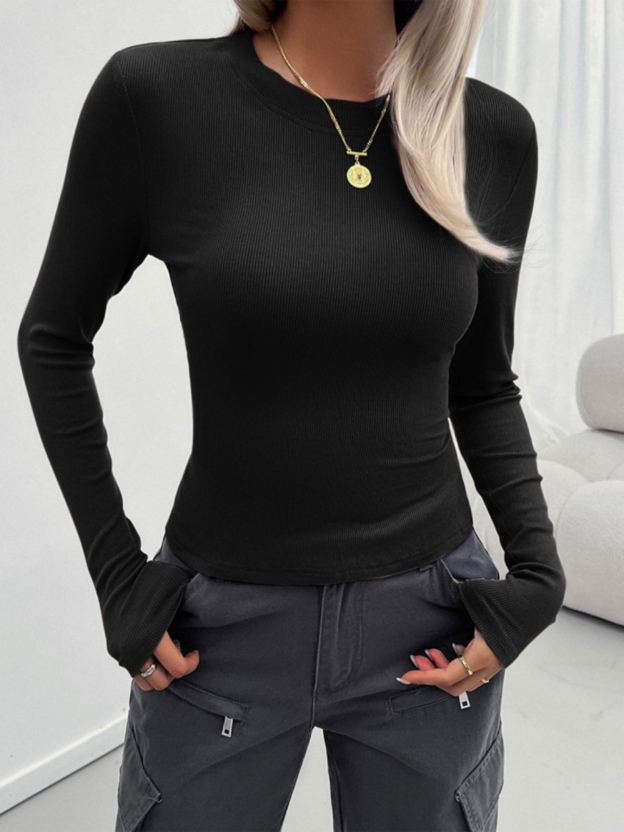 Devine Round Neck Long Sleeve T-Shirt - Top